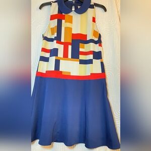Modcloth Navy Blue Geometric Dress